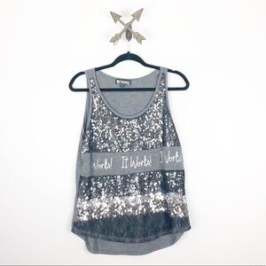 It‎ Works! Gray sequined sleeveless top Sz medium